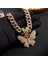 Hip Hop Kadın Erkek Tam Rhinestones Kelebek Kolye Kolye ile 13MM Miami Küba Link Zinciri Kolye Bling Buzlu Out Takı (Yurt Dışından) 3