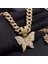 Hip Hop Kadın Erkek Tam Rhinestones Kelebek Kolye Kolye ile 13MM Miami Küba Link Zinciri Kolye Bling Buzlu Out Takı (Yurt Dışından) 4