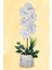 Mermer Desenli Dekoratif Yapay Çiçek Mini Orkide 55 cm 4