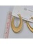 Çelik Gold Çizgi Desenli U Model Küpe 5