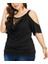 Patchwork Dantel Bluz Kadın Rahat Kısa Kollu Gömlek Y Soğuk Kapalı Omuz Üst Tee Gevşek Bluzlar Siyah Xxxl Tops (Yurt Dışından) 1