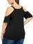 Patchwork Dantel Bluz Kadın Rahat Kısa Kollu Gömlek Y Soğuk Kapalı Omuz Üst Tee Gevşek Bluzlar Siyah Xxxl Tops (Yurt Dışından) 4