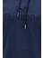 Erkek Standart Fit Kapüşonlu Baskılı Cepli Lacivert Sweatshirt 3