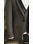 Erkek Smokin Damatlık Kırlangıç Yaka Italyan Stil Slim Fit Ceket Yelek Pantolon Papyon-Gri 4