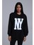 Fancy Kadın Bisiklet Yaka NY Baskılı Regular Sweatshirt 1