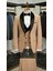 Erkek Smokin Damatlık Boncuklu Şal Yaka Italyan Stil Slim Fit Ceket Yelek Pantolon Papyon-Krem 1