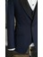 Erkek Smokin Damatlık Kırlangıç Yaka Italyan Stil Slim Fit Ceket Yelek Pantolon Papyon-Lacivert 5