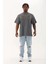 Erkek Taşlı Bisiklet Yaka T-Shirt 20/1 Penye - Füme 5