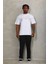 Erkek Taşlı Bisiklet Yaka T-Shirt 20/1 Penye - Beyaz 5