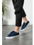 Mavi Keten Kumaş Bağcıklı Günlük Iç Taban Kadın Sneaker 1