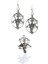 Kadın Antik Gümüş Kaplama Sigil Of Baphomet Figürlü Sallantılı Model Küpe & Yüzük Seti 5