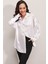 3985 Oversize Saten Gömlek - Beyaz 2
