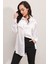 3985 Oversize Saten Gömlek - Beyaz 3