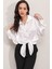 3985 Oversize Saten Gömlek - Beyaz 4