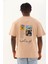 Erkek Baskılı Bisiklet Yaka T-Shirt 20/1 Penye - Bej 5