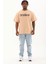 Erkek Baskılı Bisiklet Yaka T-Shirt 20/1 Penye - Bej 4