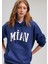 Miav Baskılı Kapüşonlu Mavi Sweatshirt 1S10131-70722 2