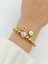 Kadın 316L Gold Nazar Yıldız Detaylı Çelik Charm Bileklik 1