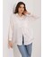 3985 Oversize Saten Gömlek - Bej 2