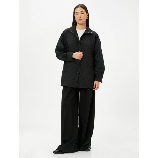 Koton 4Sak50024Uw 999 Siyah Kadın Elastan Blazer Ceket