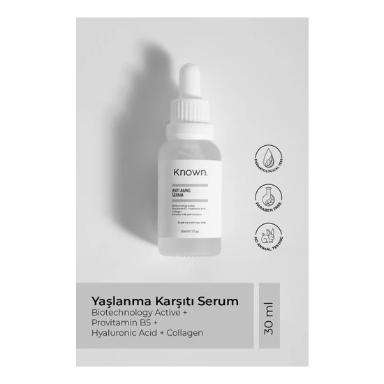 Known Yaşlanma Karşıtı Serum 30 ml biotechnology Active+provitamin B5+hyaluronic Acid+collagen