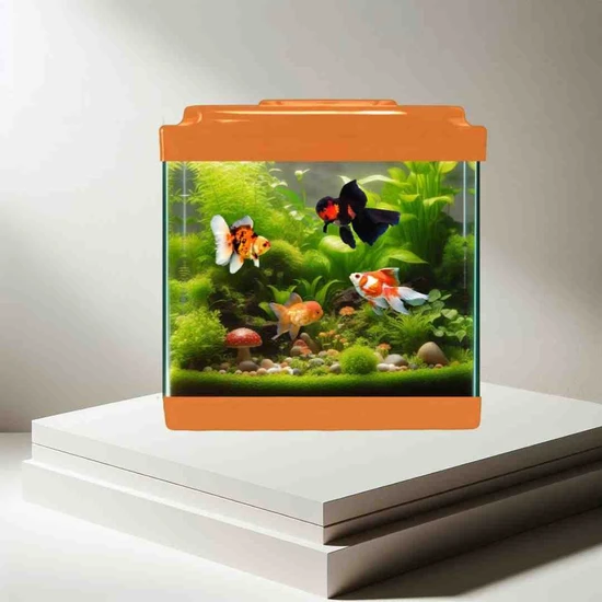Mdizmir Küçük Akvaryum Mini Akvaryum Nano Akvaryum 20 cm Akvaryum 5 Lt Karışık Renklerde Gönderilir.