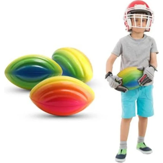 Admay Büyük Boy Amerikan Stres Topu Amerikan Futbol Topu ( Gökkuşağı Renk ) 18 cm