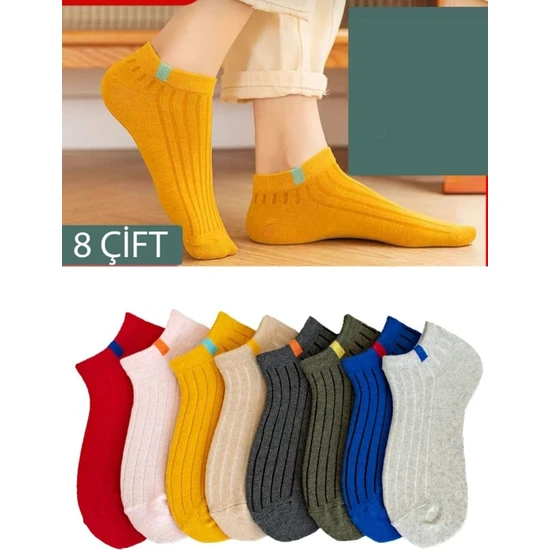 Boliva Çorap 8 Çift Renkli Kısa Yazlık Çorap