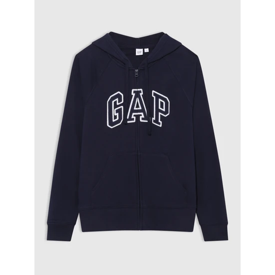 Gap Kadın Lacivert Gap Logo Fermuarlı Fransız Havlu Kumaş Sweatshirt