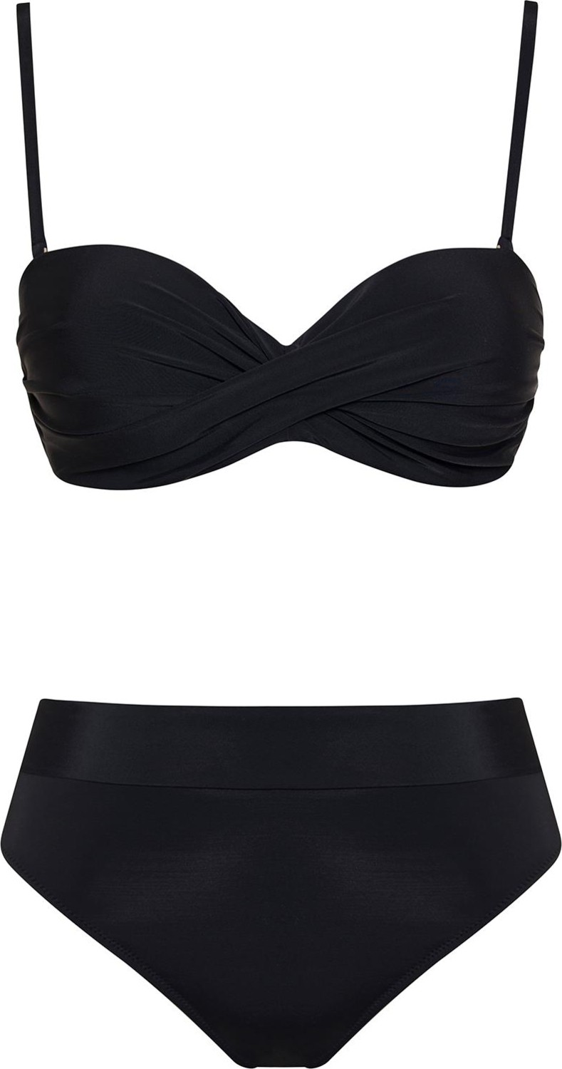 Sailor Moda Siyah Dönmeli Yüksek Bel Bikini Takım %80 Polyamide %20 Elastane Özel Tasarım