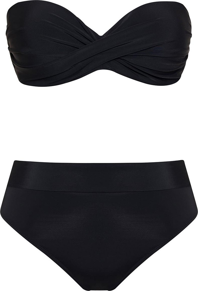 Sailor Moda Siyah Dönmeli Yüksek Bel Bikini Takım %80 Polyamide %20 Elastane Özel Tasarım görsel 2