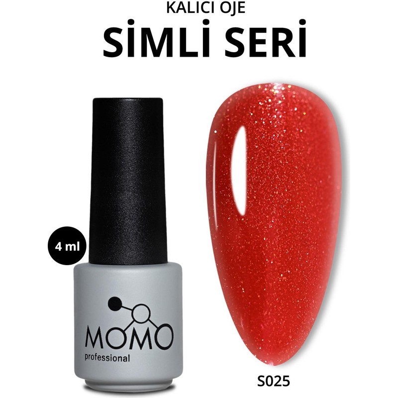 Momo Kalıcı Oje S025, Simli Canlı Kırmızı, 4 ml