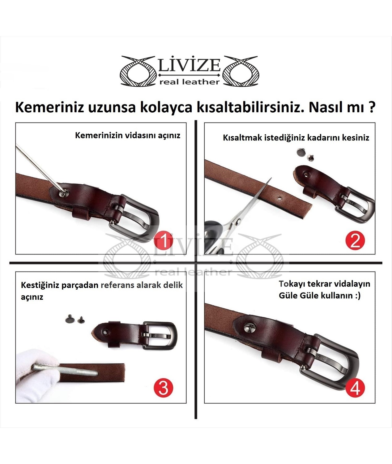 Livize Deri Kadın Kemeri 4 cm görsel 8