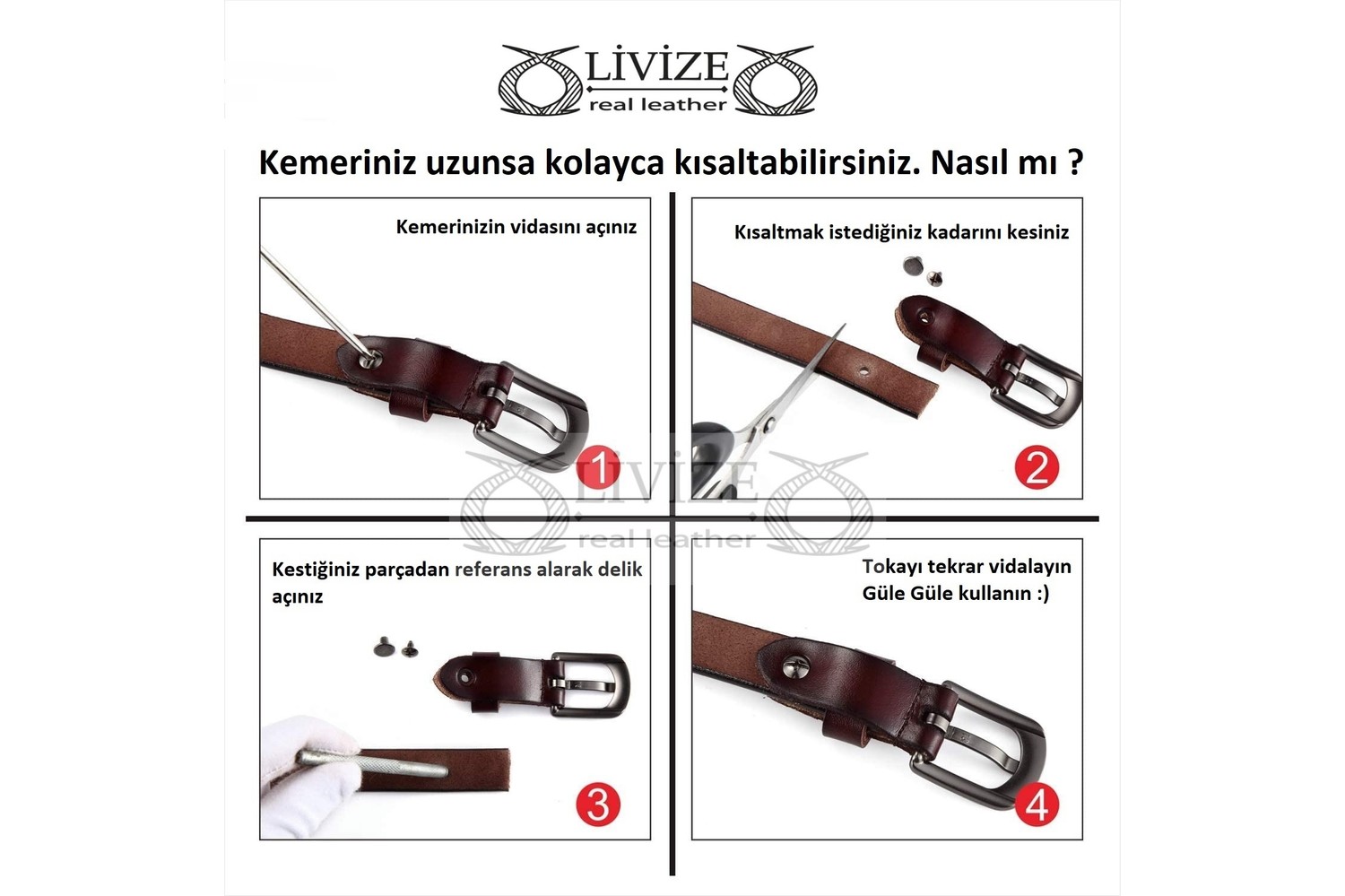 Livize Deri Kadın Kemeri 4 cm görsel 5