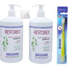 Restorex  Restorex 1000 ml Ekstra Direnç Şampuan X2 Adet + Banat Slim Diş Fırçası