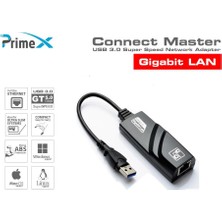 PrimeX Plus PX-2130 USB 3.0 To RJ45 10/100/1000MBPS Gigabit Ethernet Çevirici