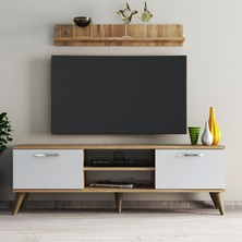 Tanmob Safir 138 Lik L Raflı Tv Ünitesi Çam - Beyaz  - TVU0403