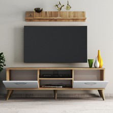 Tanmob Safir 138 Lik L Raflı Tv Ünitesi Çam - Beyaz  - TVU0403
