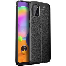 CoverZone Galaxy A02S Kılıf Niss Silikon Deri Görünümlü  Siyah