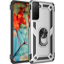 CoverZone Galaxy S21 Plus Kılıf Shockproof Yüzük Tutuculu Vega  Gri
