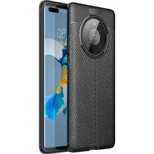 CoverZone Huawei Mate 40 Pro Kılıf Niss Silikon Deri Görünümlü  Siyah
