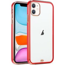 CoverZone Apple iPhone 12 Kılıf Sporty Arkası Lazer Bumper Sert Silikon Mor Kırmızı