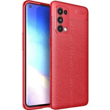 CoverZone Oppo Reno 5 Pro 5g Kılıf Niss Silikon Deri Görünümlü  Kırmızı