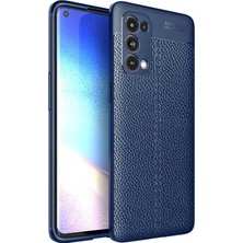 CoverZone Oppo Reno 5 Pro 5g Kılıf Niss Silikon Deri Görünümlü  Lacivert