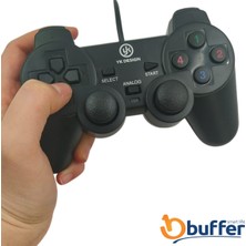 Buffer Çift Titreşimli USB Kablolu Oyun Kolu Pc Uyumlu Vibration Gamepad