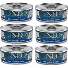 N&d Ocean Tahılsız 6 Adet Ton Sardalya Karides Yetişkin Yaş Mama 80 gr
