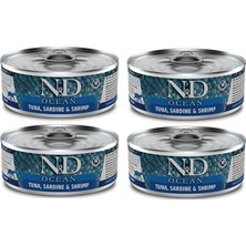 N&d Ocean Tahılsız 4 Adet Ton Sardalya Karides Yetişkin Yaş Mama 80 gr
