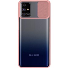 KZY Samsung Galaxy M31S Kapak Lensi Açılır Kapanır Kamera Korumalı Silikon Kılıf Pudra