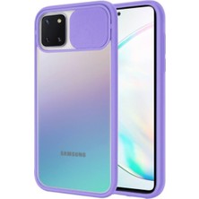 KZY Samsung Galaxy Note 10 Lite Kapak Lensi Açılır Kapanır Kamera Korumalı Silikon Kılıf Lila
