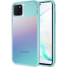 KZY Samsung Galaxy Note 10 Lite Kapak Lensi Açılır Kapanır Kamera Korumalı Silikon Kılıf Turkuaz